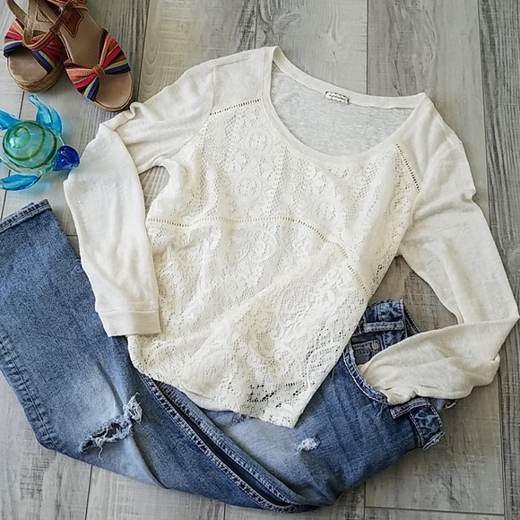Eyeshadow Tops - Ivory  Lacy Knit Top M